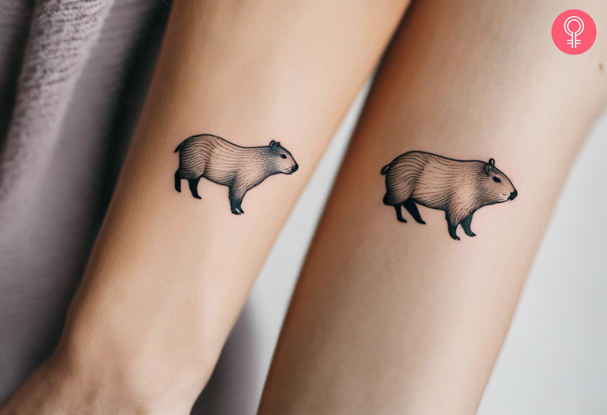 Matching capybara tattoos