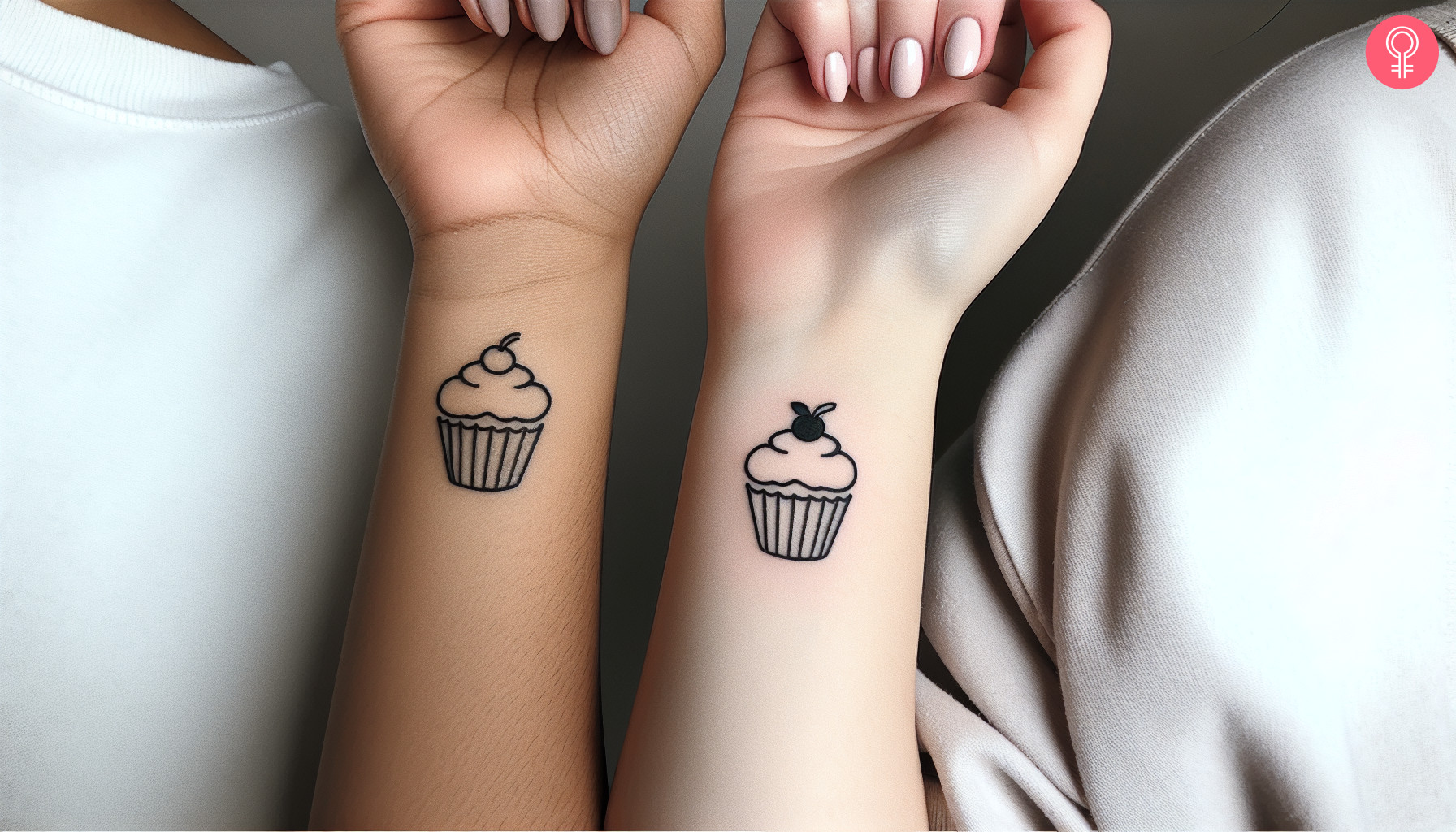 Matching cupcake tattoo on the wrist