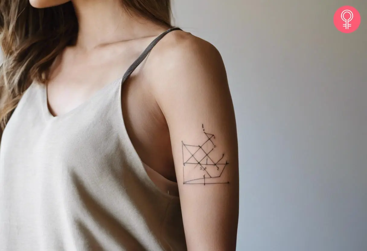 Math symbols tattoo on the upper arm