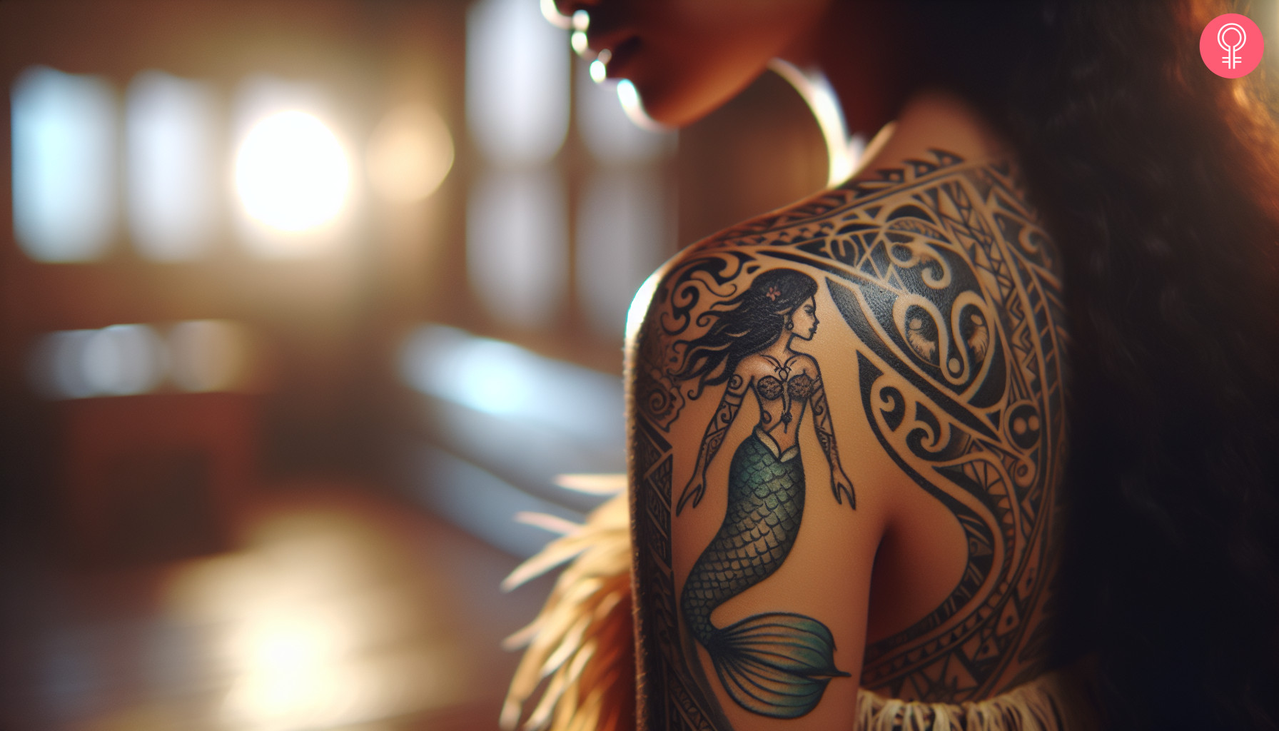 Mermaid siren tattoo on the upper arm