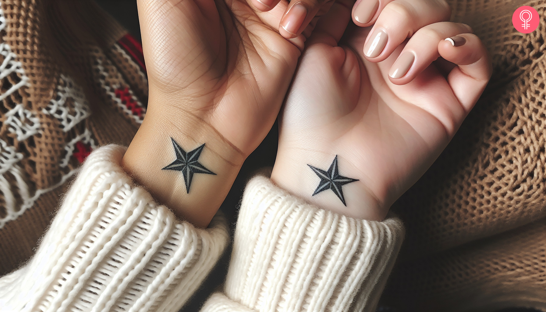 Tiny matching star tattoos on the wrist