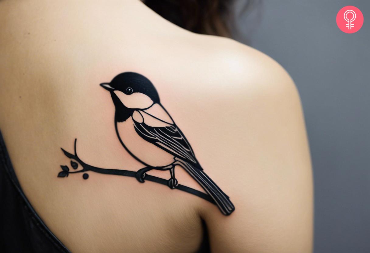 Minimalist tit tattoo on shoulder