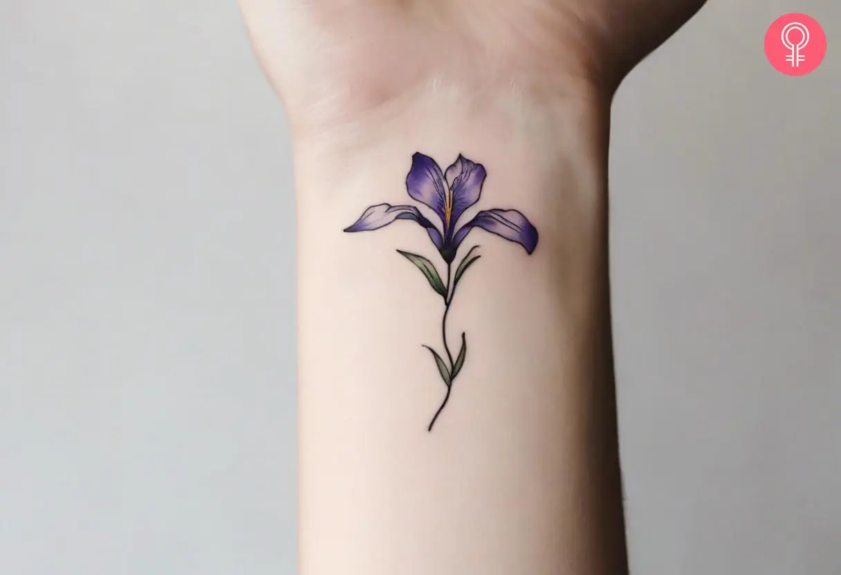 Minimalist iris tattoo on the wrist