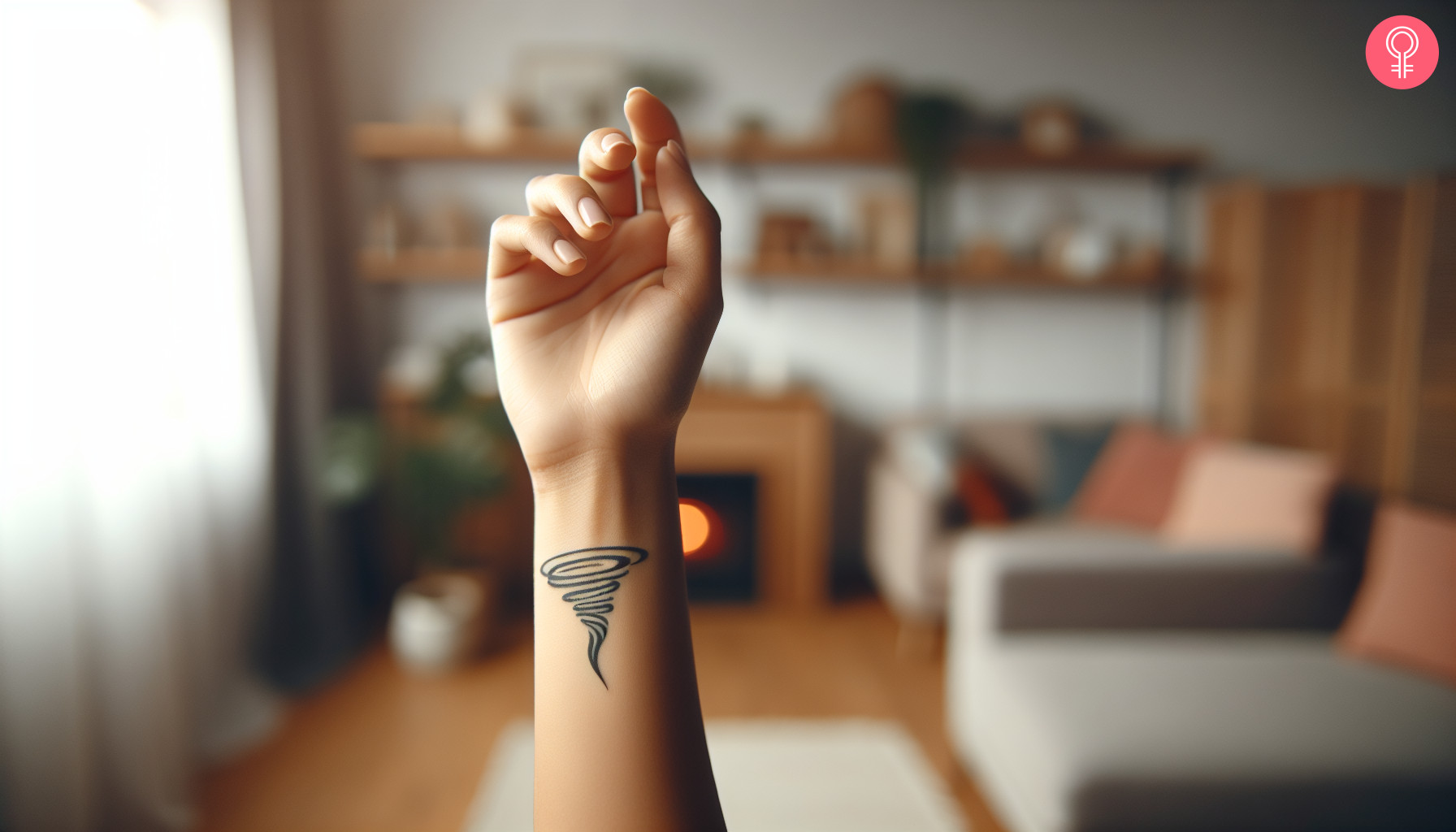 Minimalist tornado tattoo near the wrist