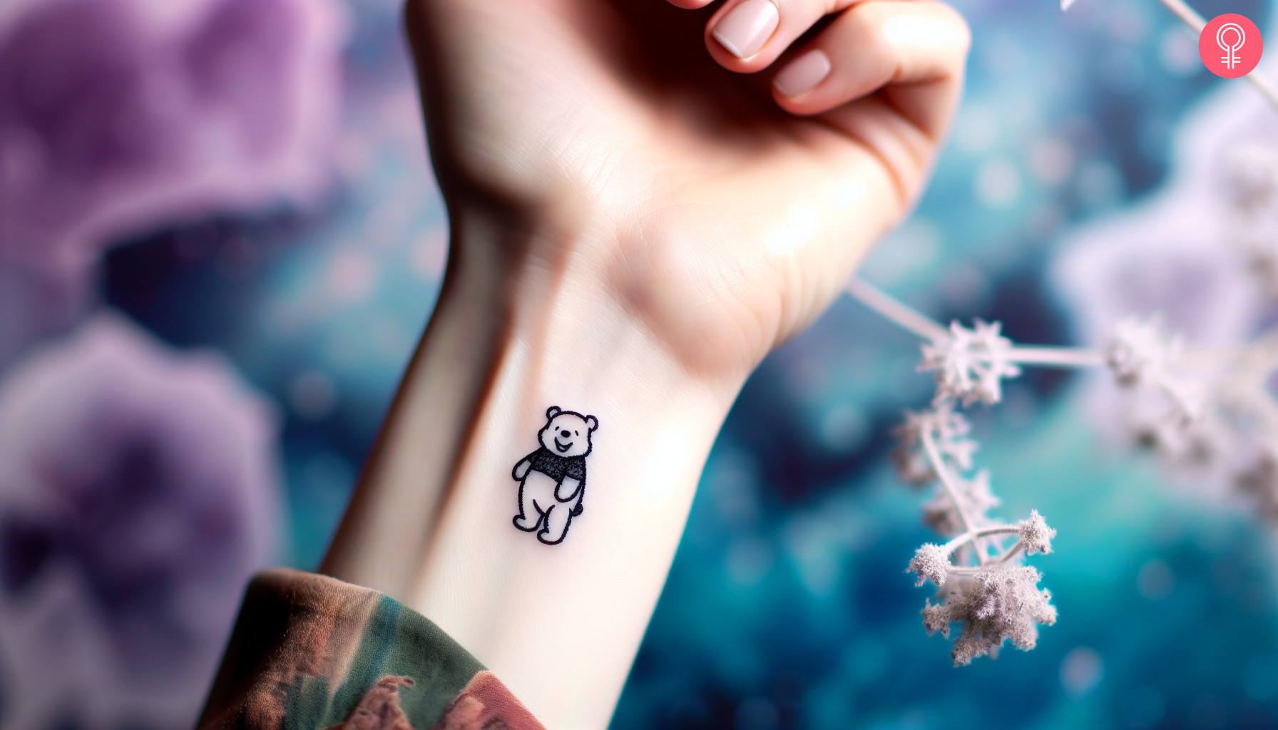 Winnie the Pooh minimalist tattoo on the wrist