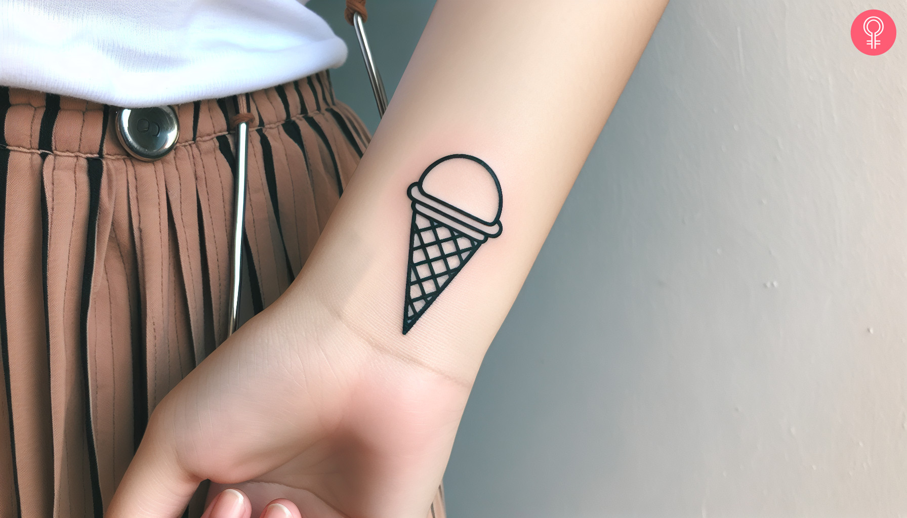 Minimalist ice cream tattoo on the wrist