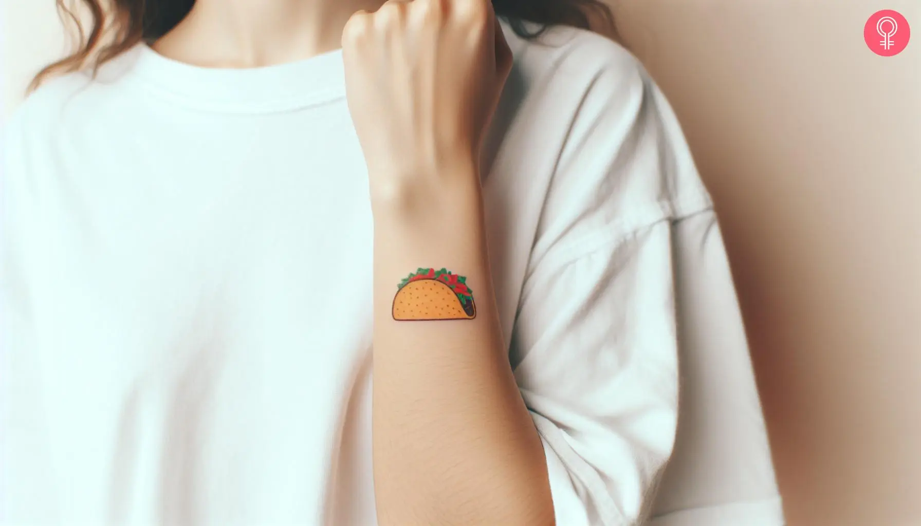 Minimalist taco tattoo on the upper wrist