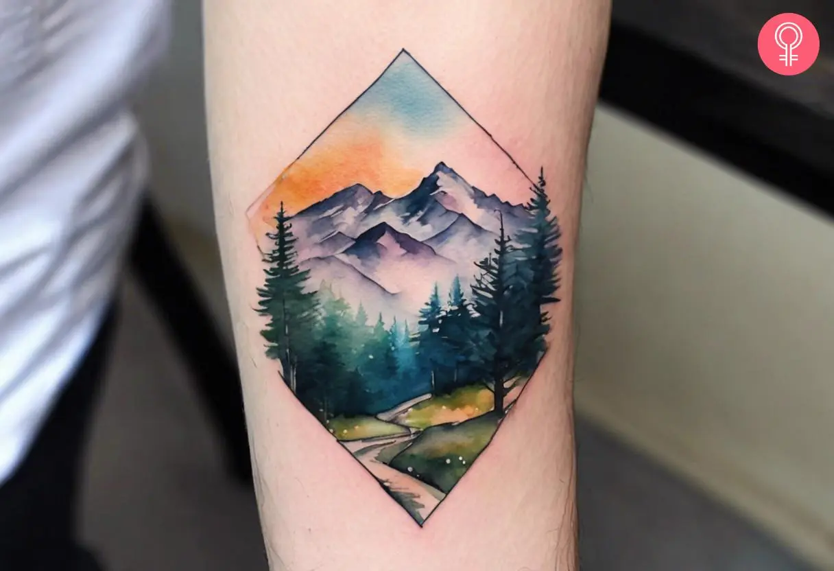 Mountain hiking tattoo