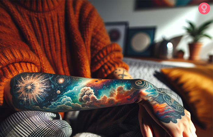 Nebula tattoo on the sleeve