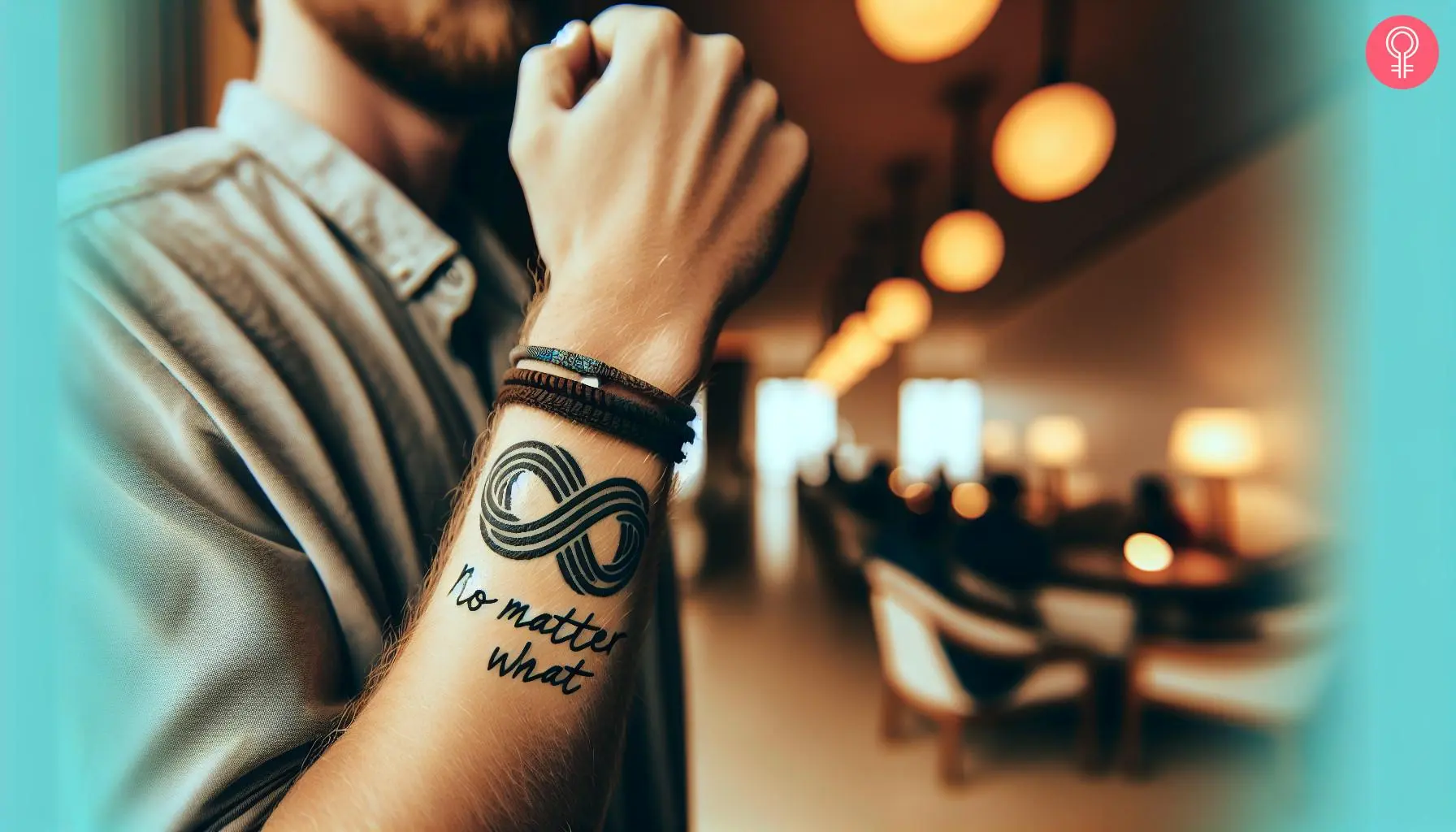 No matter what’ infinity tattoo on the forearm of a man