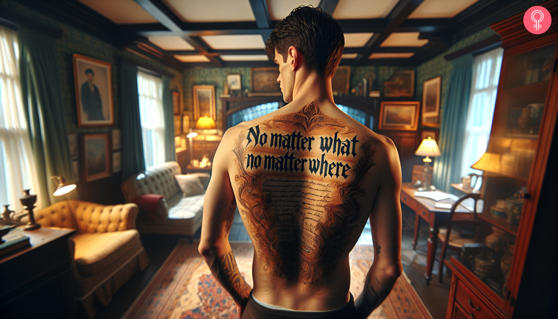 ‘No matter what’ no matter where tattoo on the back of a man