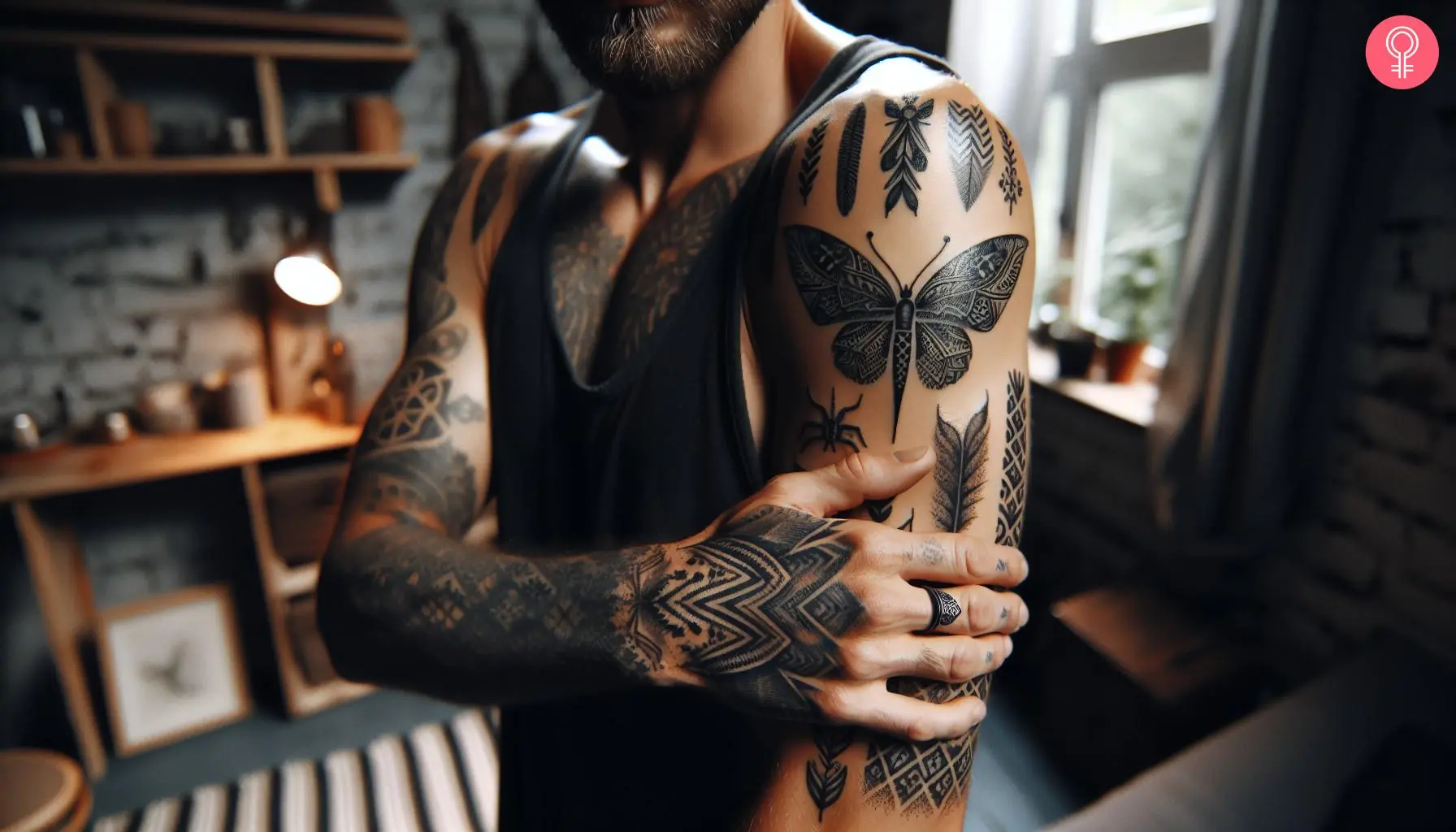 A masculine old school tattoo on a man’s arm