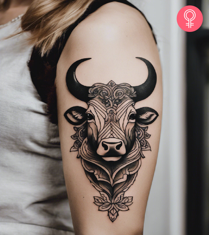 Showcase your paramount strength with a noticeable ox tattoo on your favorite skin spot. 