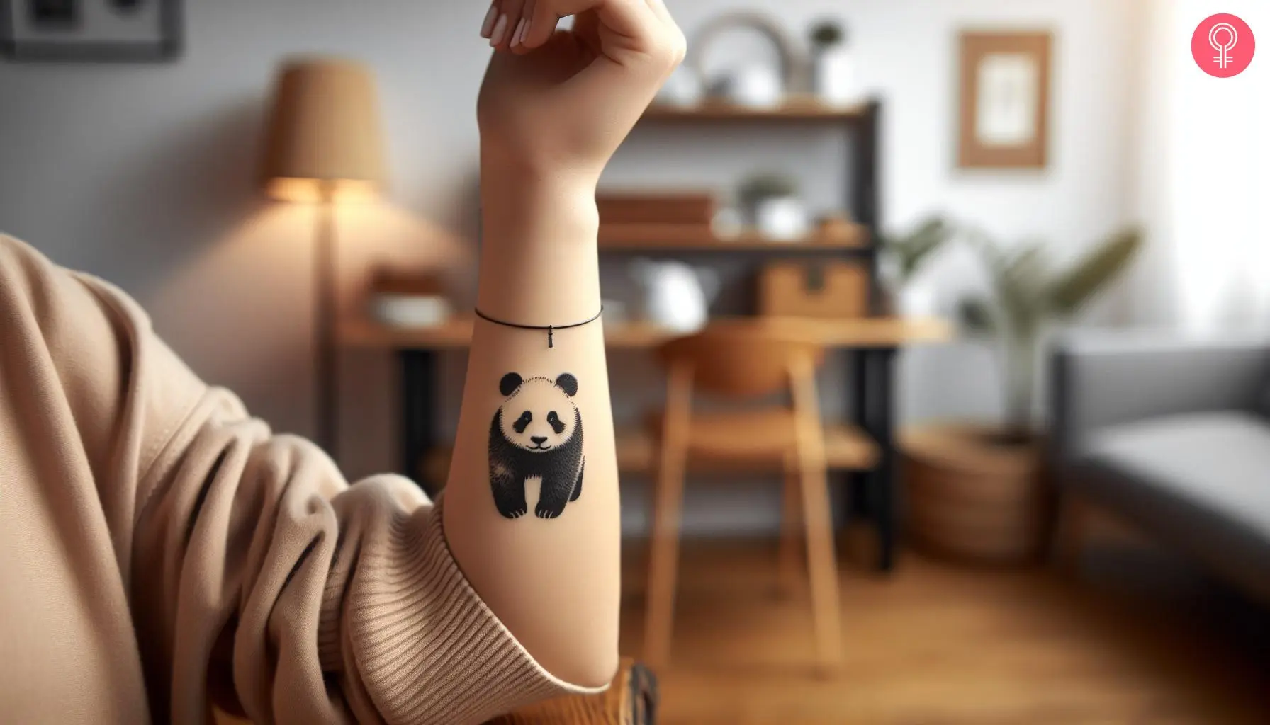 Panda bear tattoo on the forearm