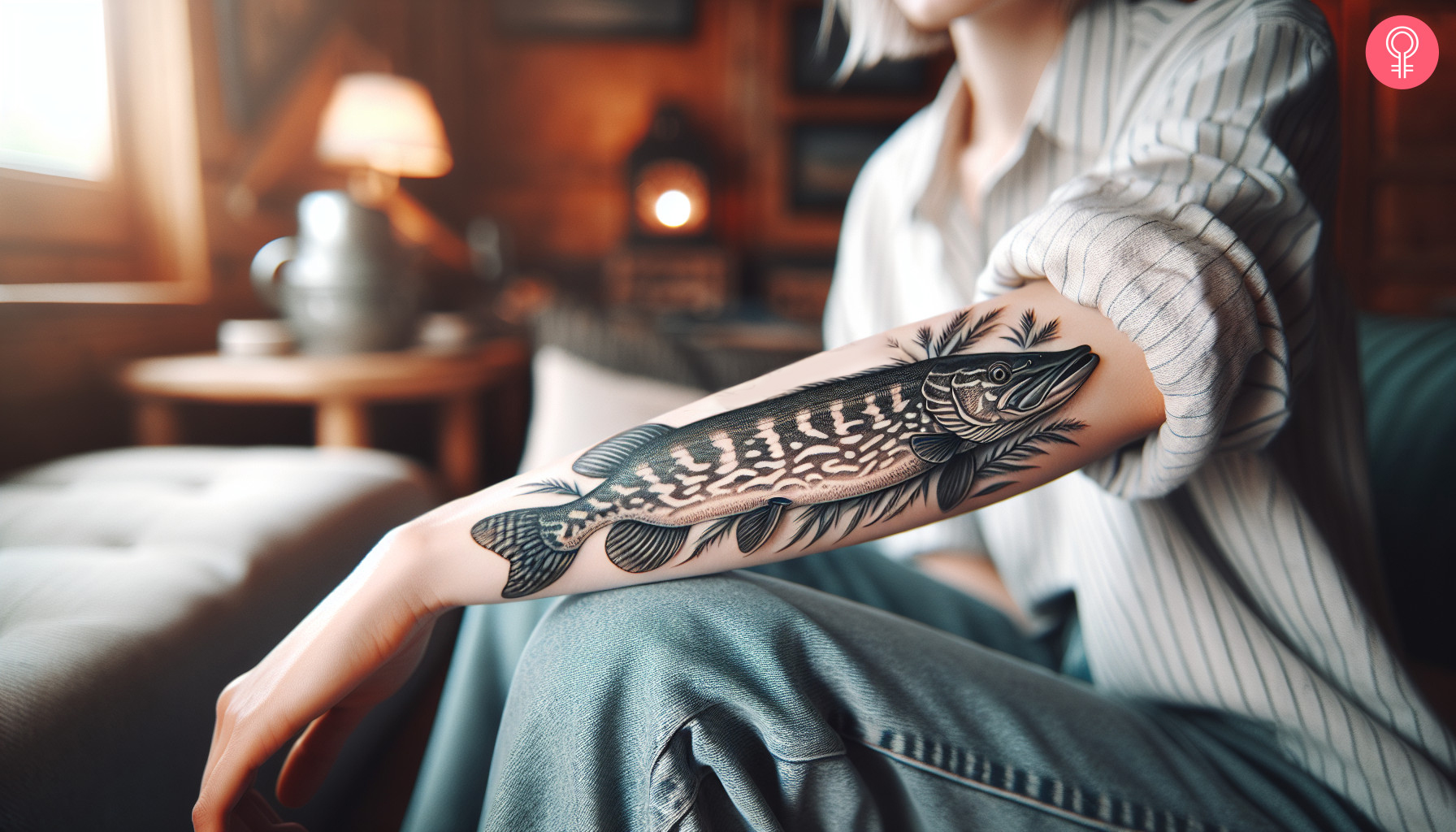 Pike tattoo on forearm of a woman