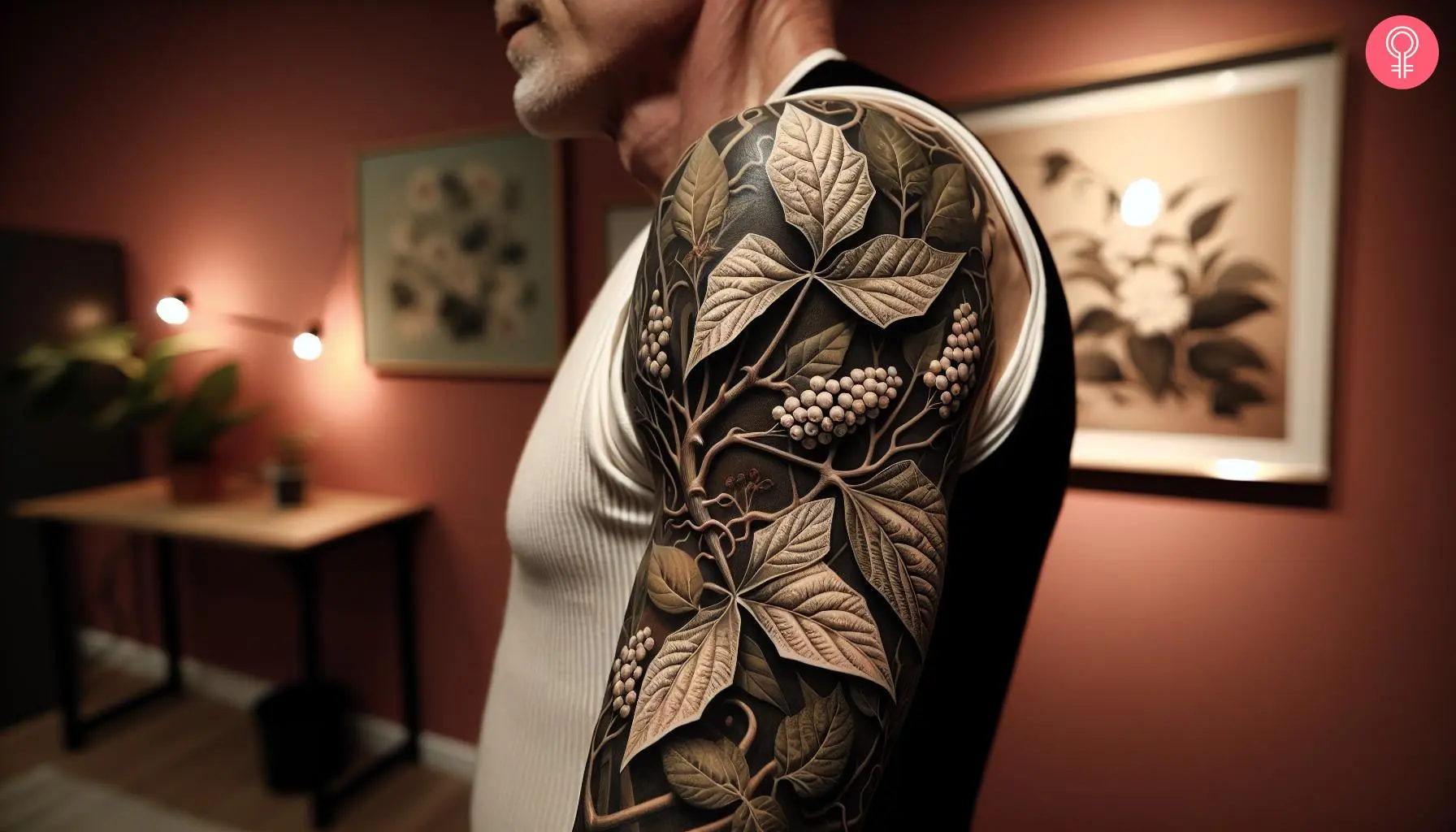 Poison ivy tattoo design on the arm of a man