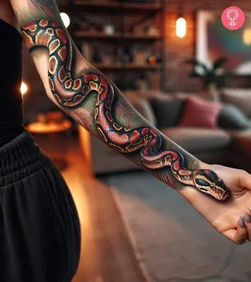 Demon tattoo on the arm