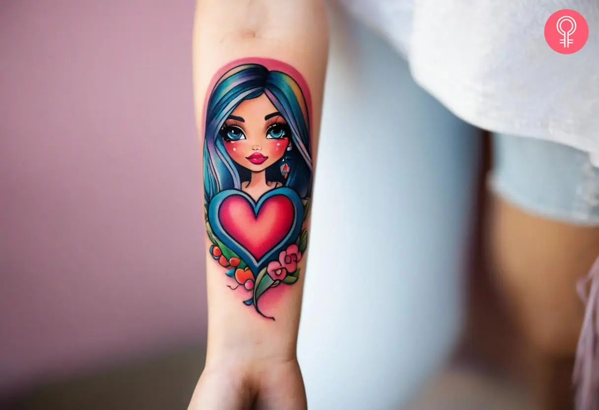 Roxxi-inspired colorful heart Braz tattoo