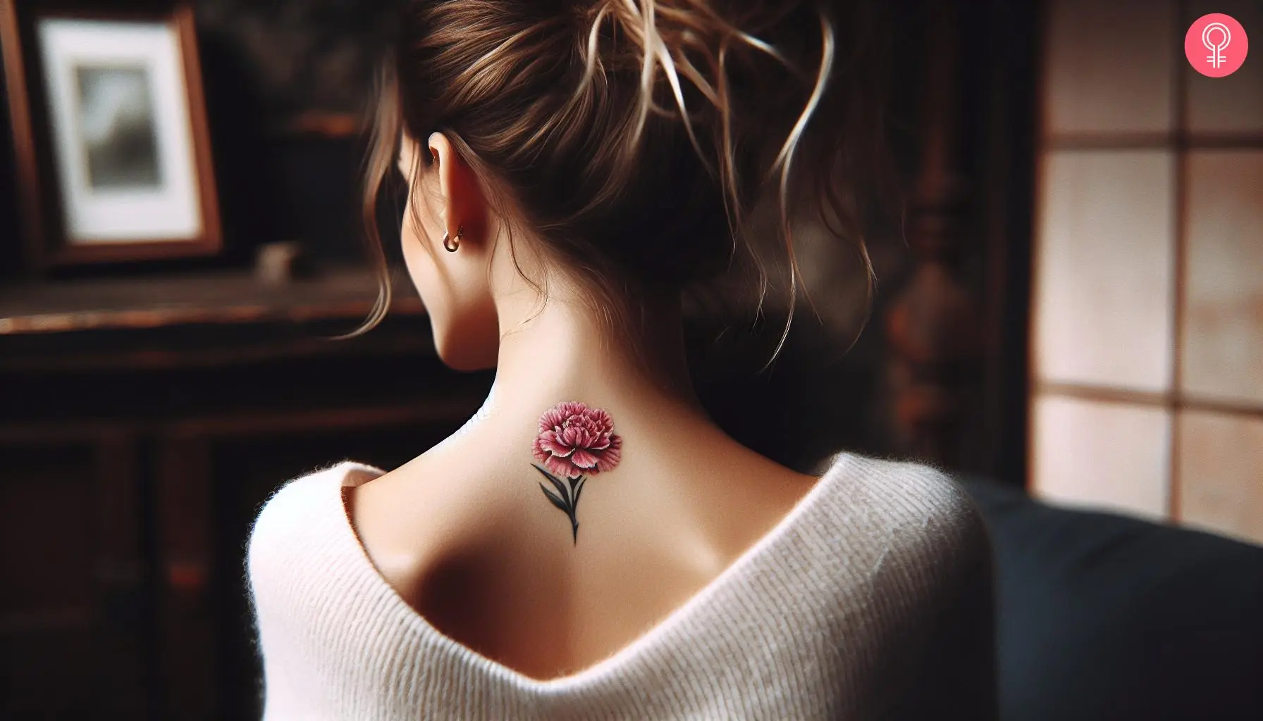 Sagittarius December flower tattoo on the nape