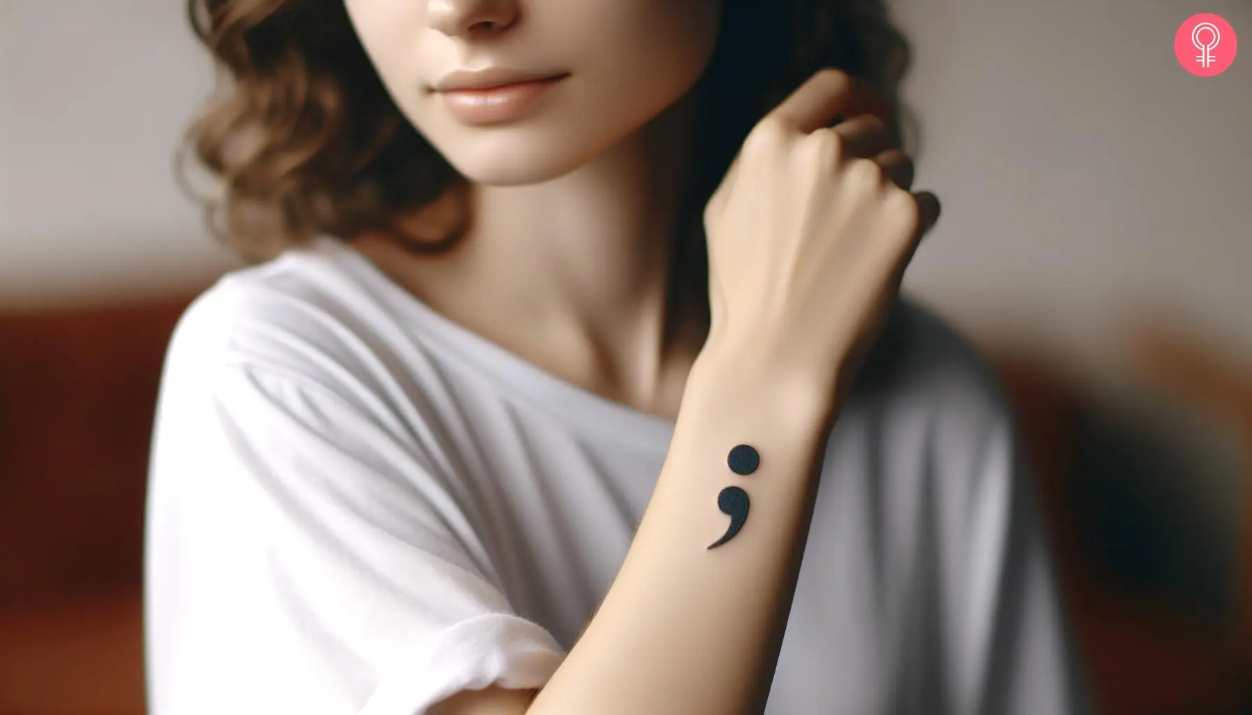 Semicolon tattoo on the wrist