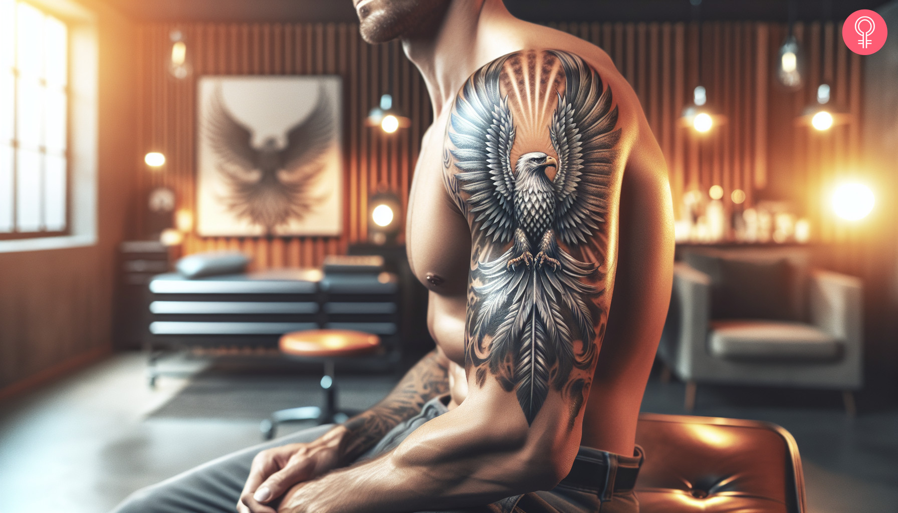 Silver eagle tattoo on the arm of a man