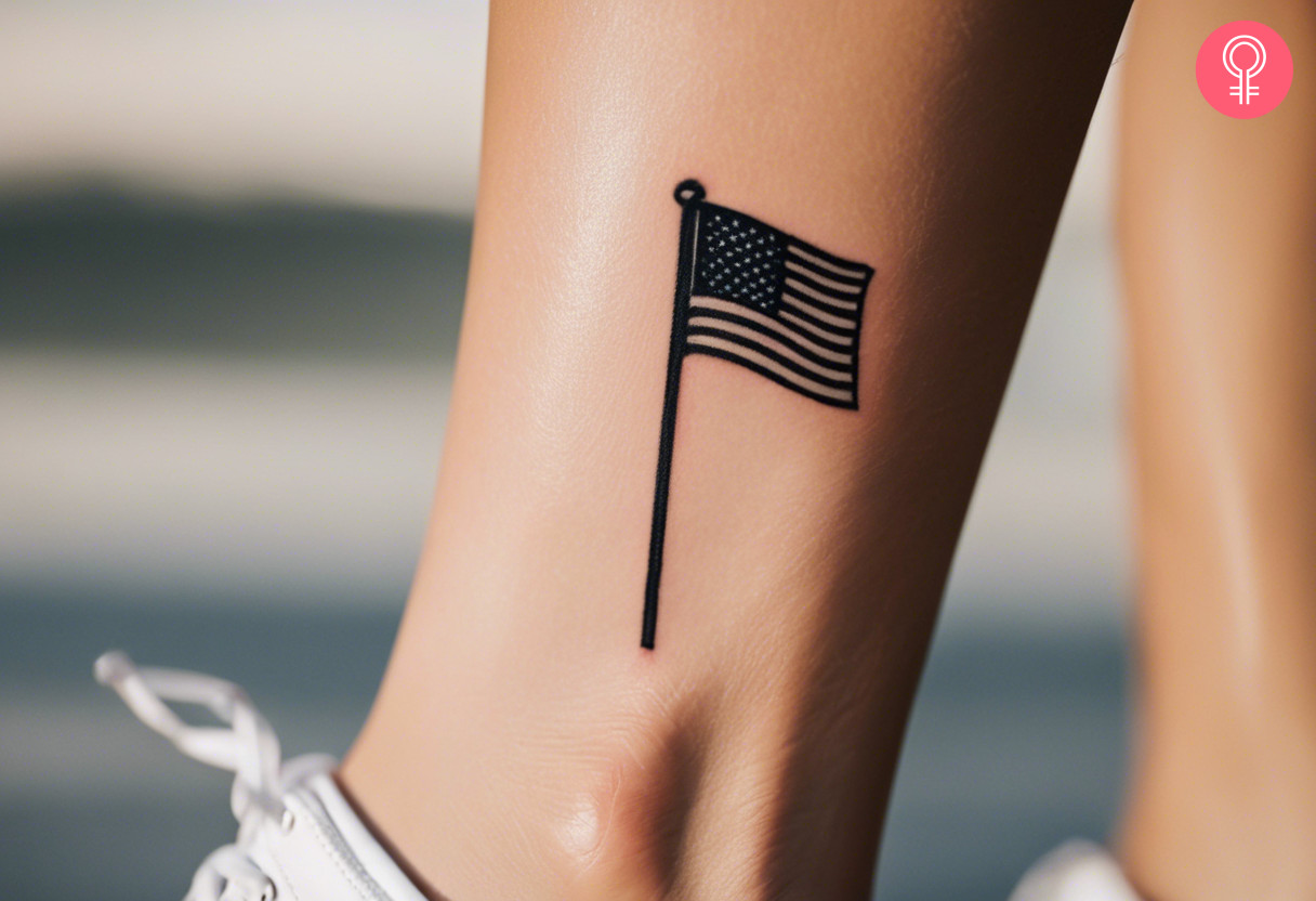 Small american traditional tattoo on the ankle