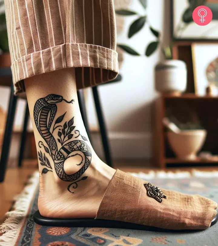 Snake tattoo on the ankle