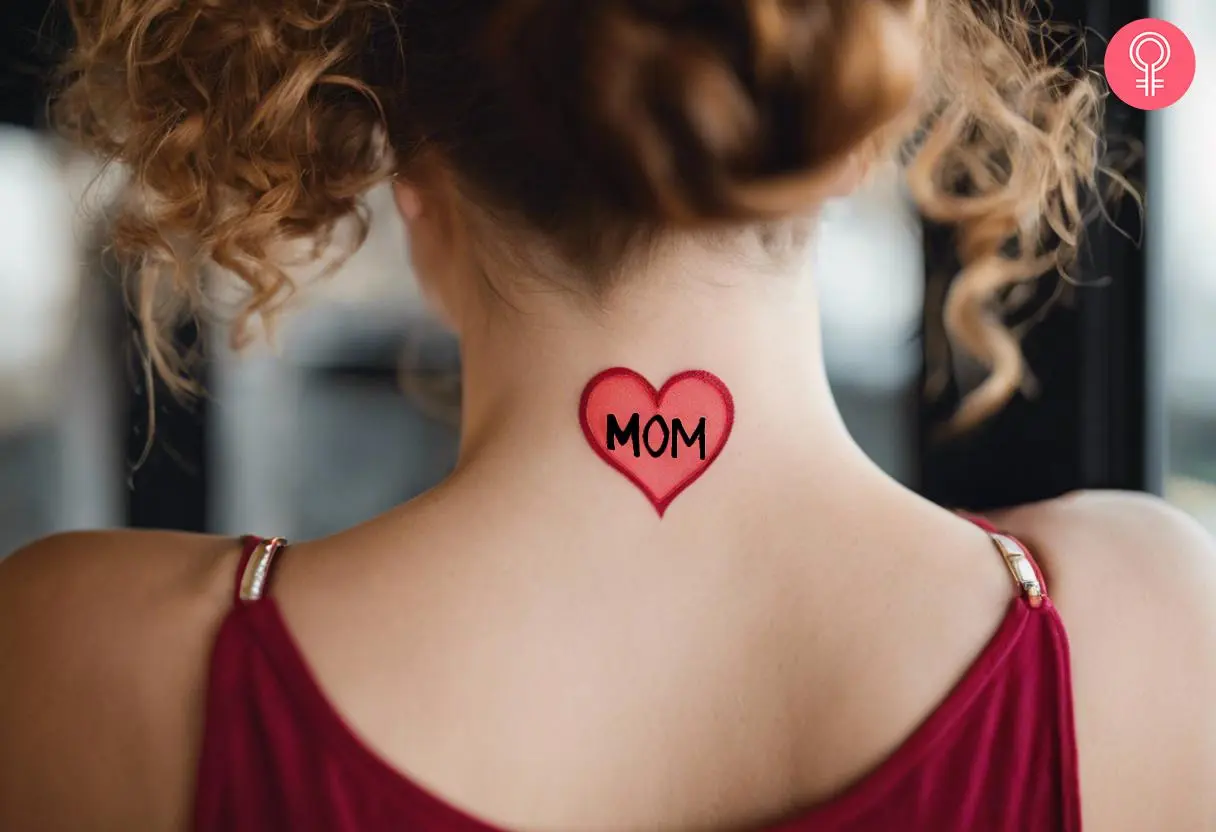 SpongeBob mom tattoo on the nape of the neck