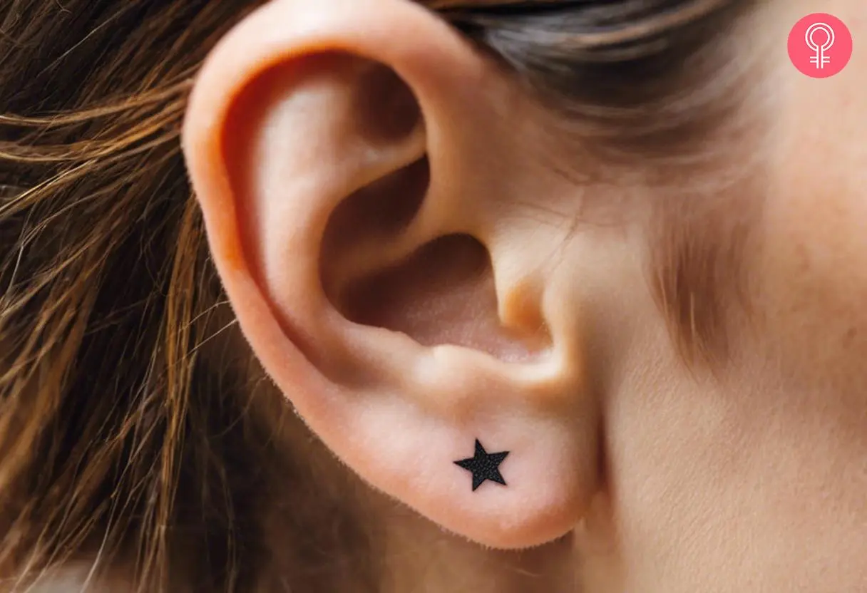 Star tattoo on the ear