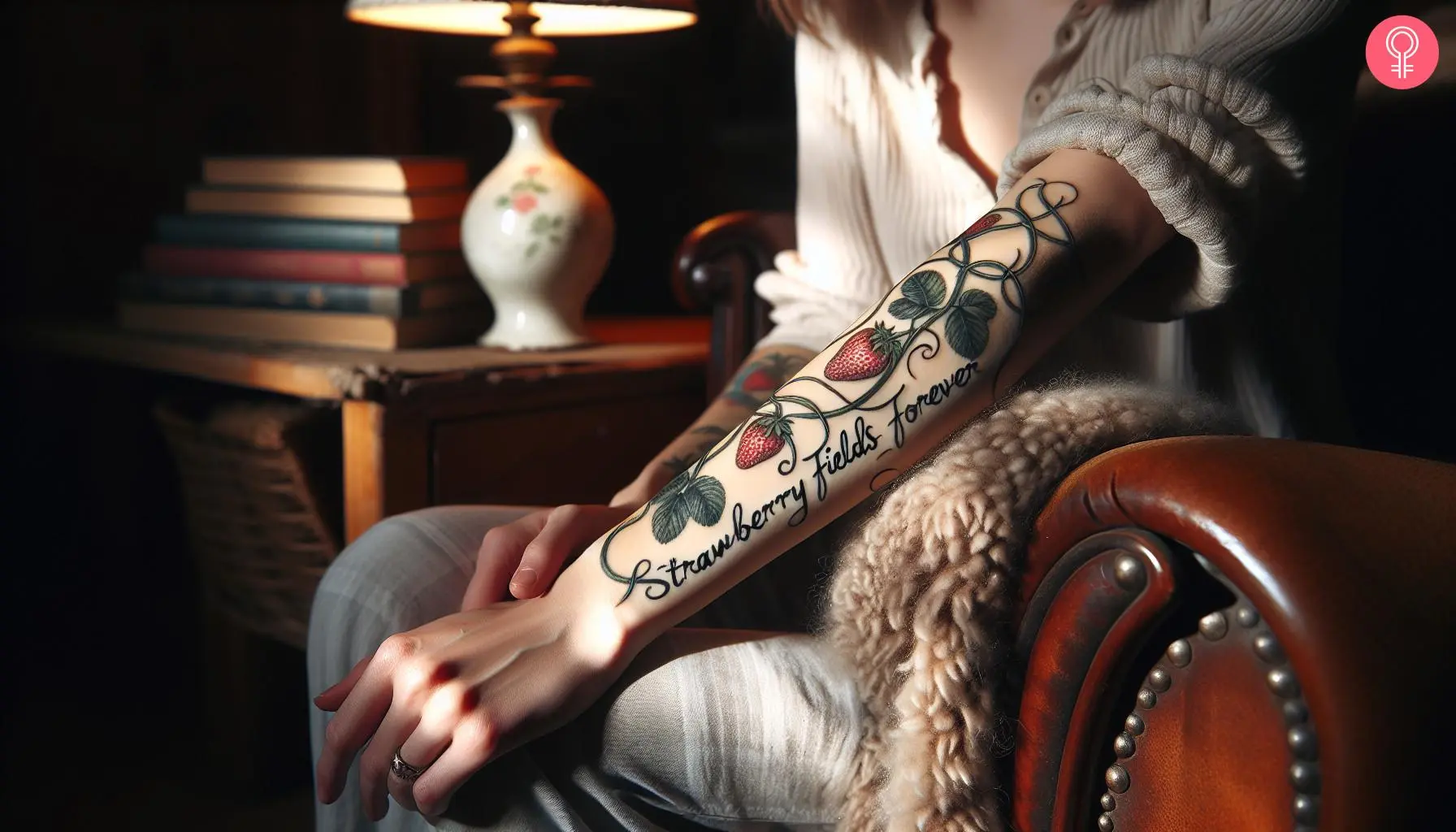 Strawberry fields forever’ tattoo on a woman’s arm