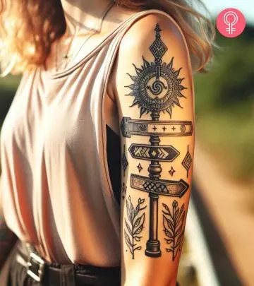 New beginning lotus tattoo on the upper arm of a woman