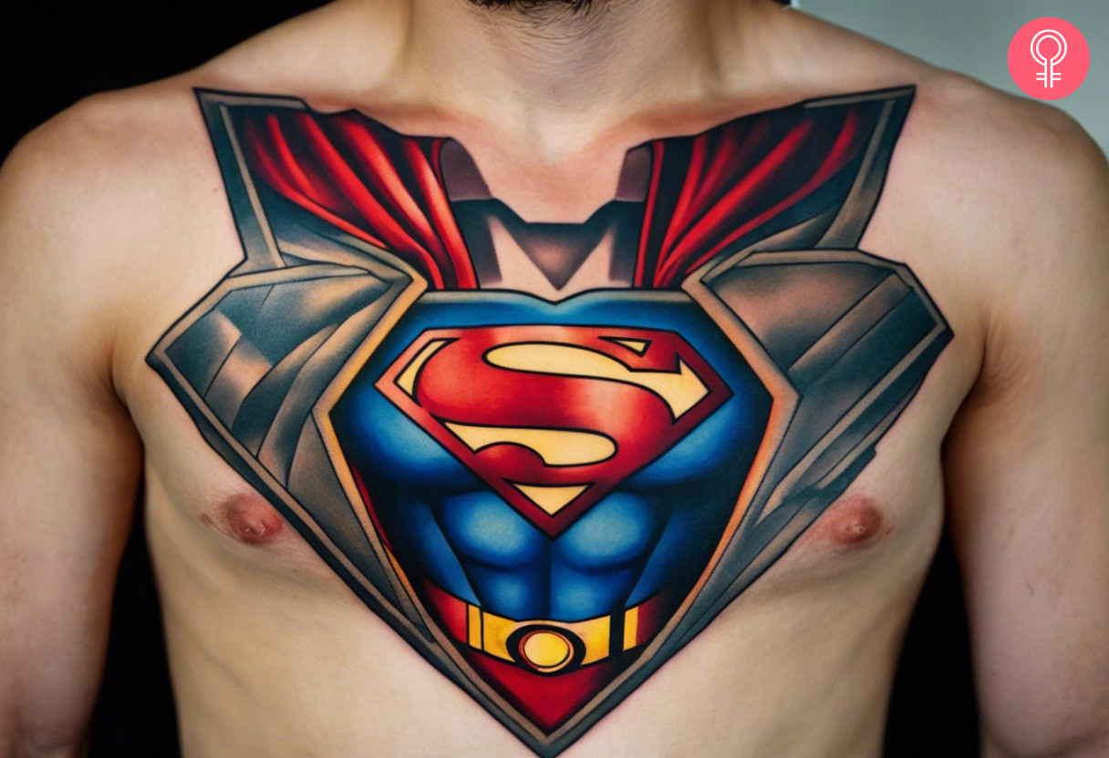 Superman tattoo on a man’s chest