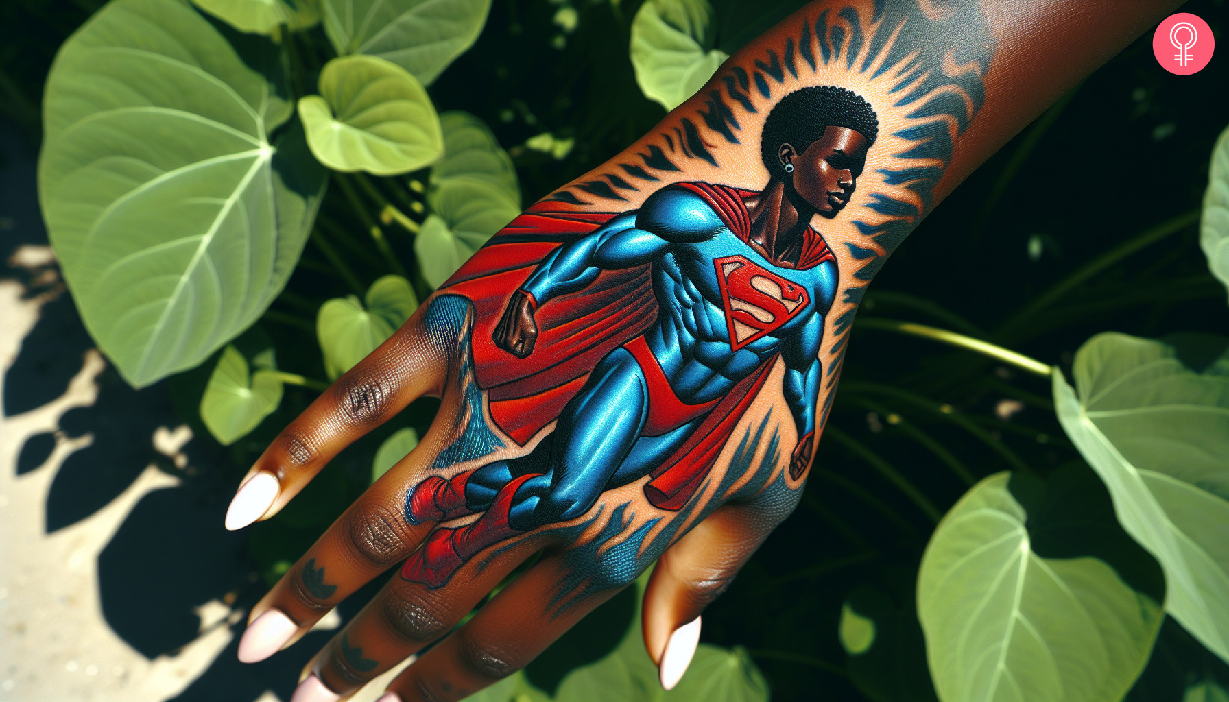 Superman tattoo on a woman’s hand