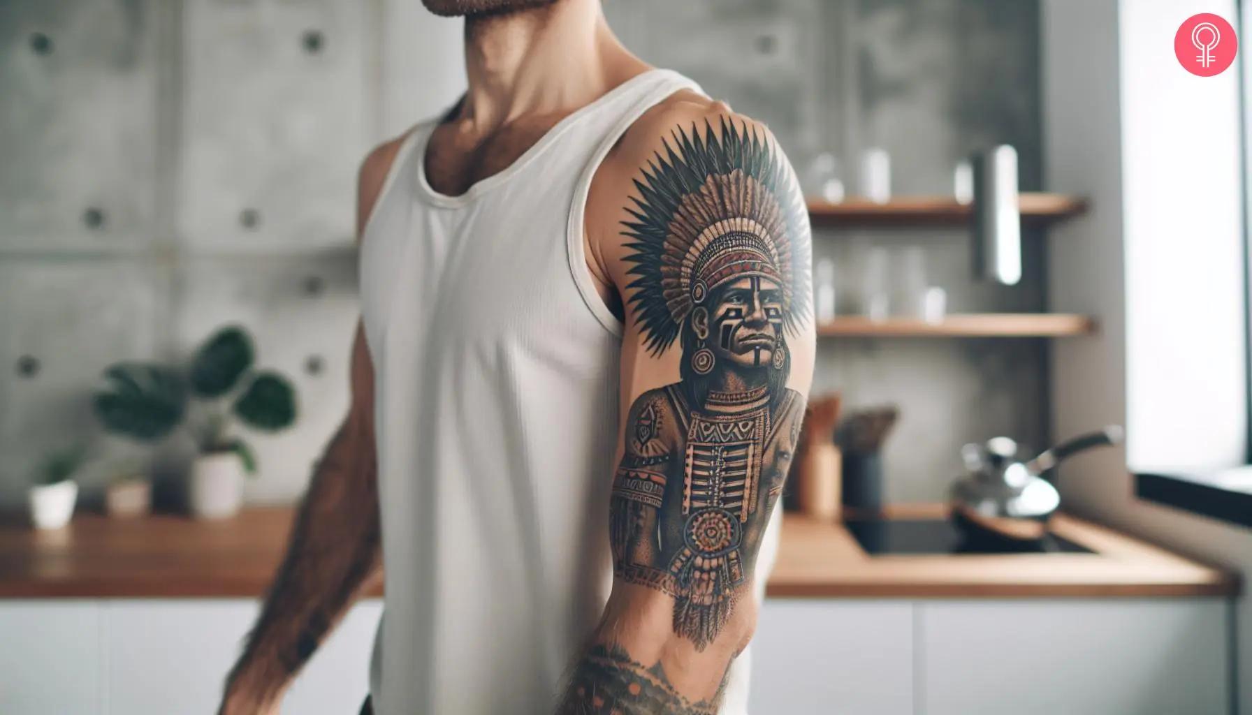 Taino indian tattoo on the arm of a woman