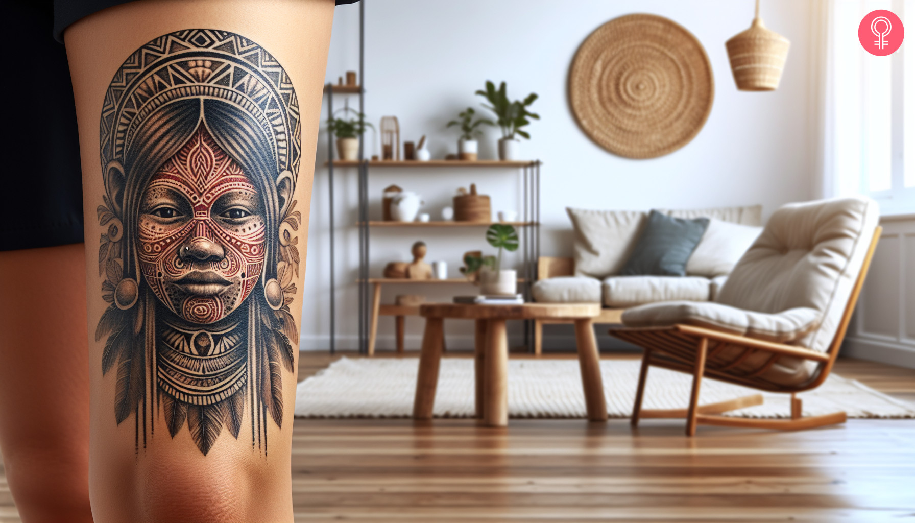 Taino tattoo on the face of a woman