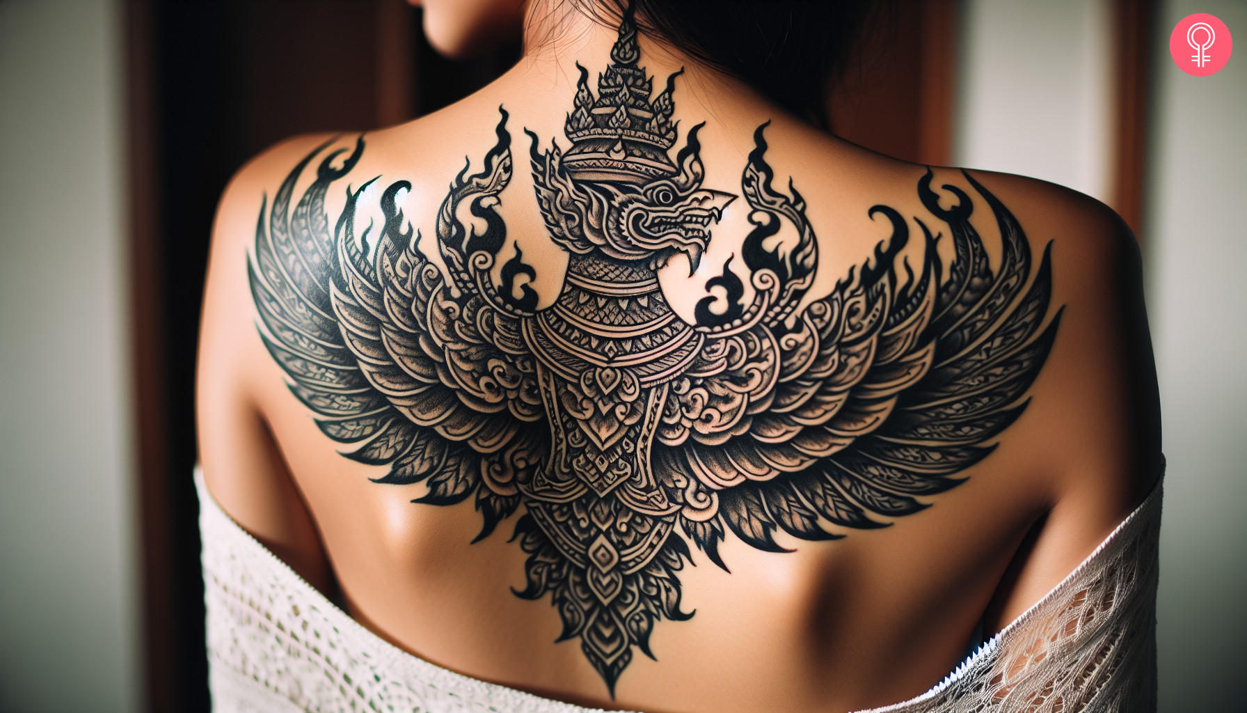 Woman with Thai Garuda tattoo