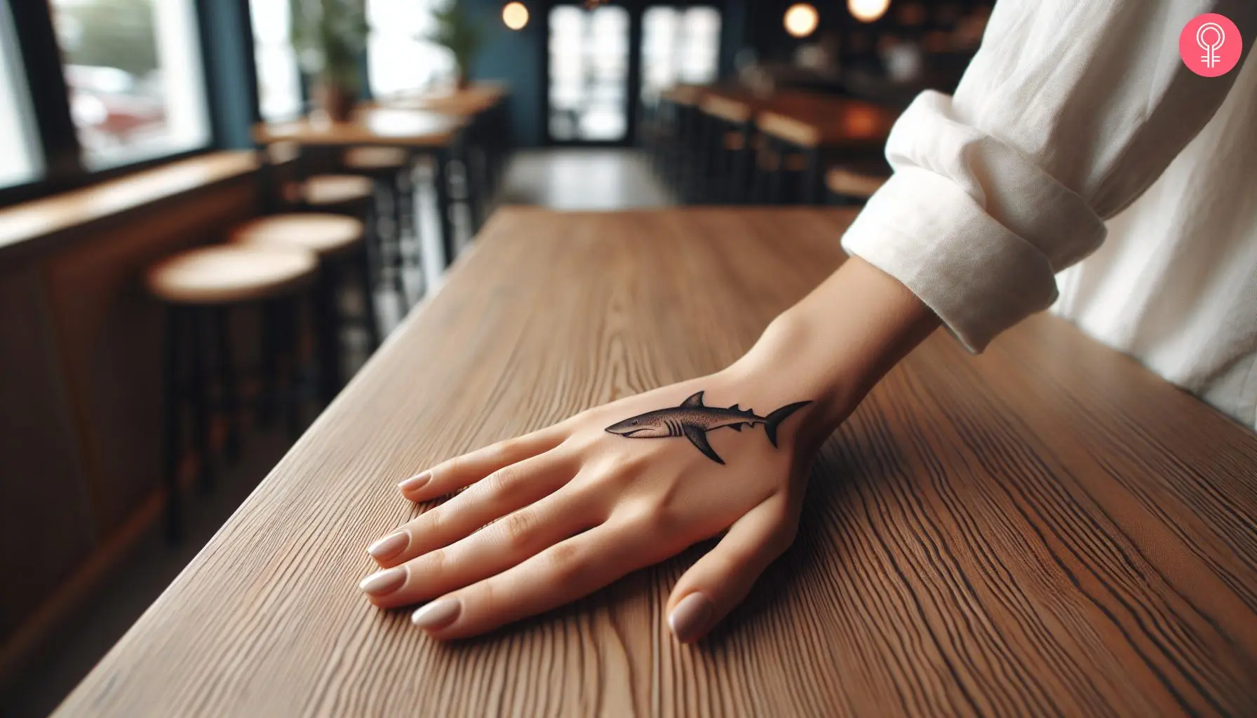 Tiger shark tattoo on the hand