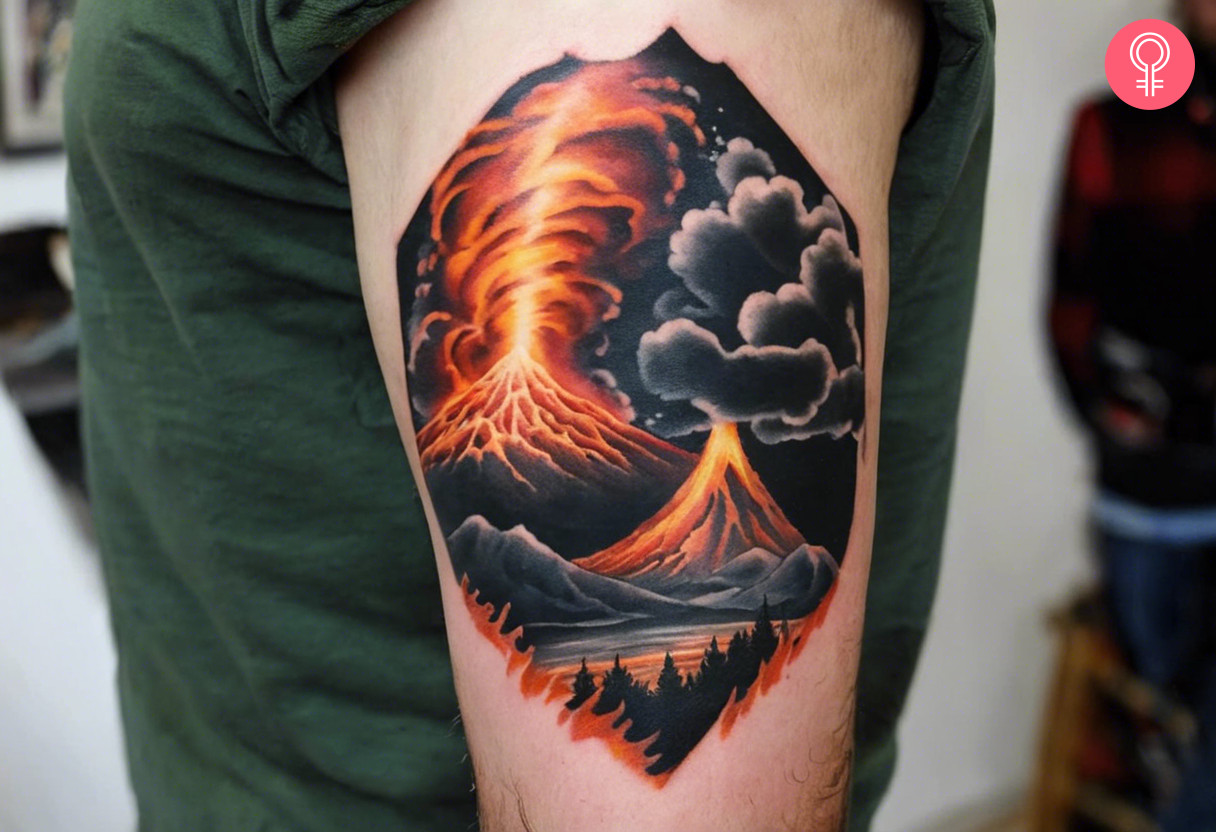 Tornado Meets A Volcano Tattoo