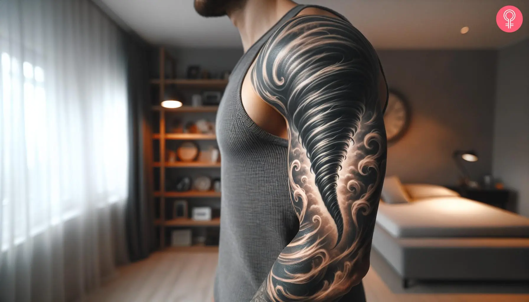 Tornado tattoo on the sleeve of a man