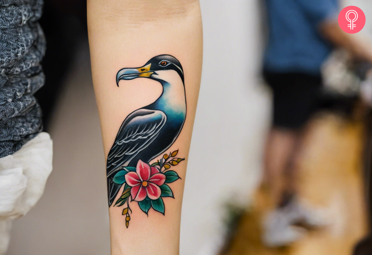 Traditional Albatross tattoo on the forearm