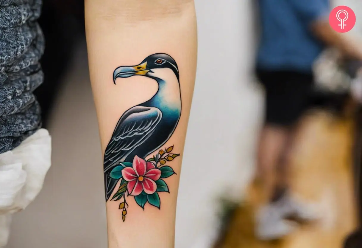 Traditional Albatross tattoo on the forearm