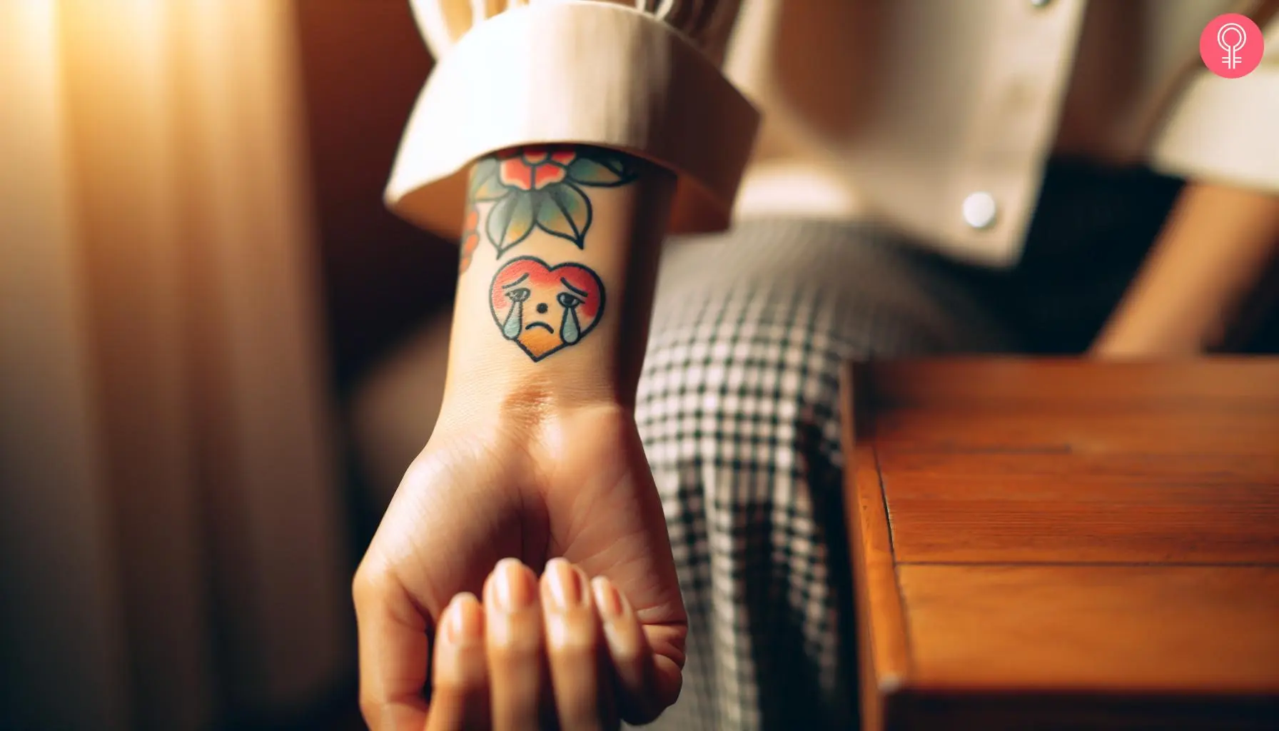 A traditional betrayal tattoo on a woman’s wrist