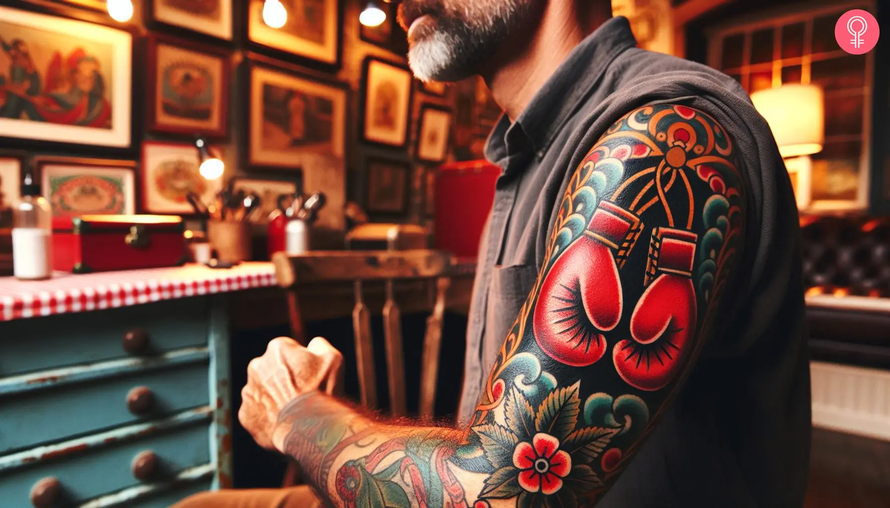 Traditional boxing gloves tattoo