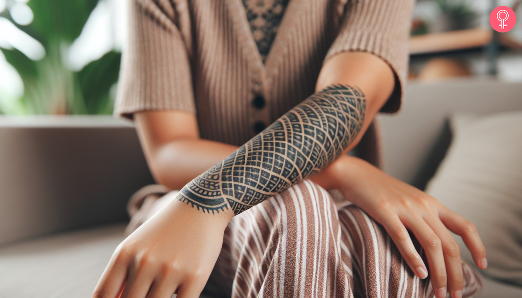 Tribal snake skin tattoo on the forearm of a man