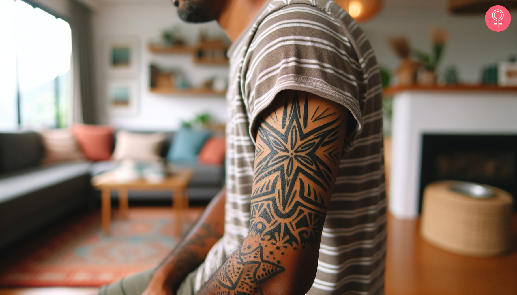 Tribal starfish tattoo on the upper arm