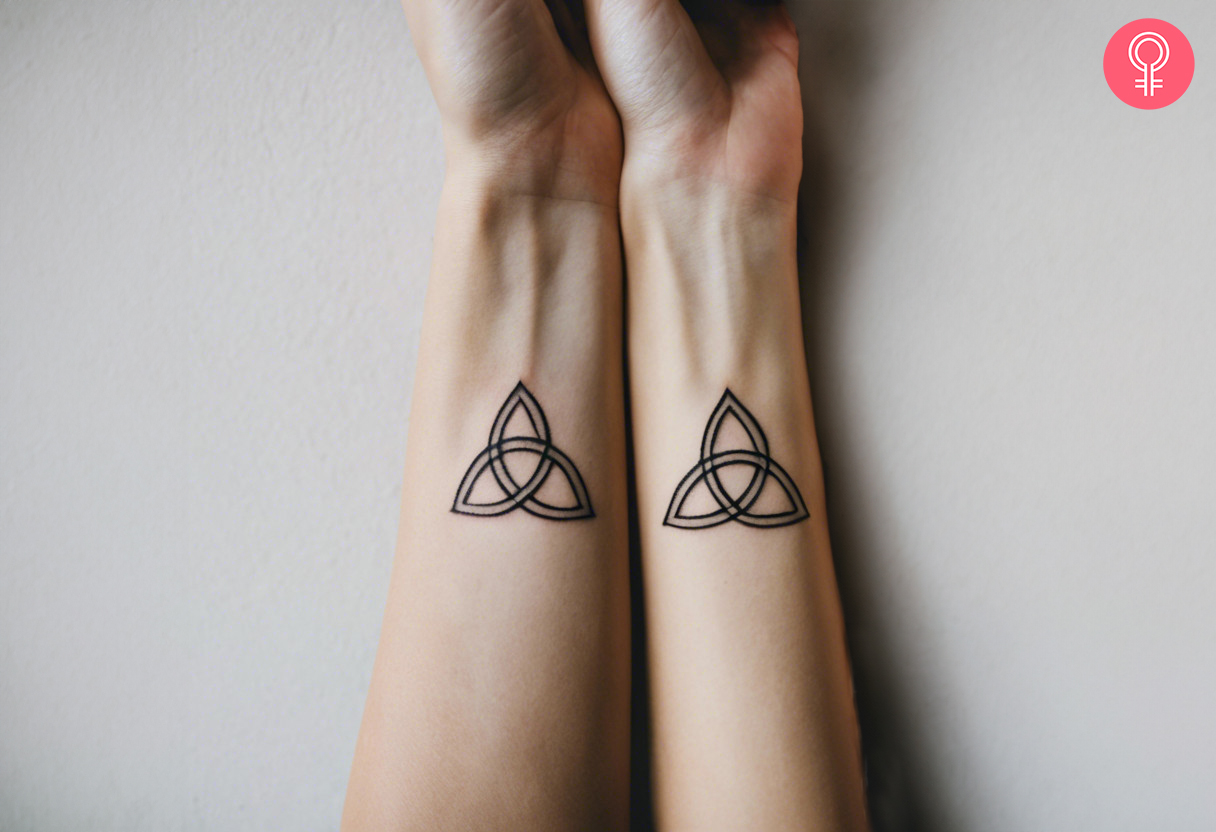 Trinity knot sibling tattoo on the wrist