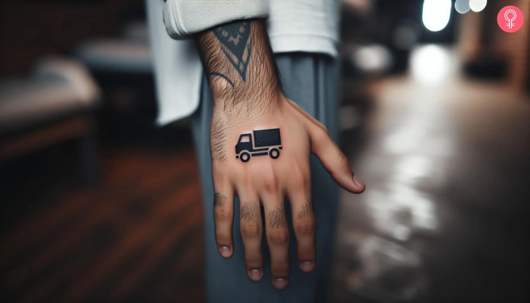 Trucker tattoo on the hand of a man