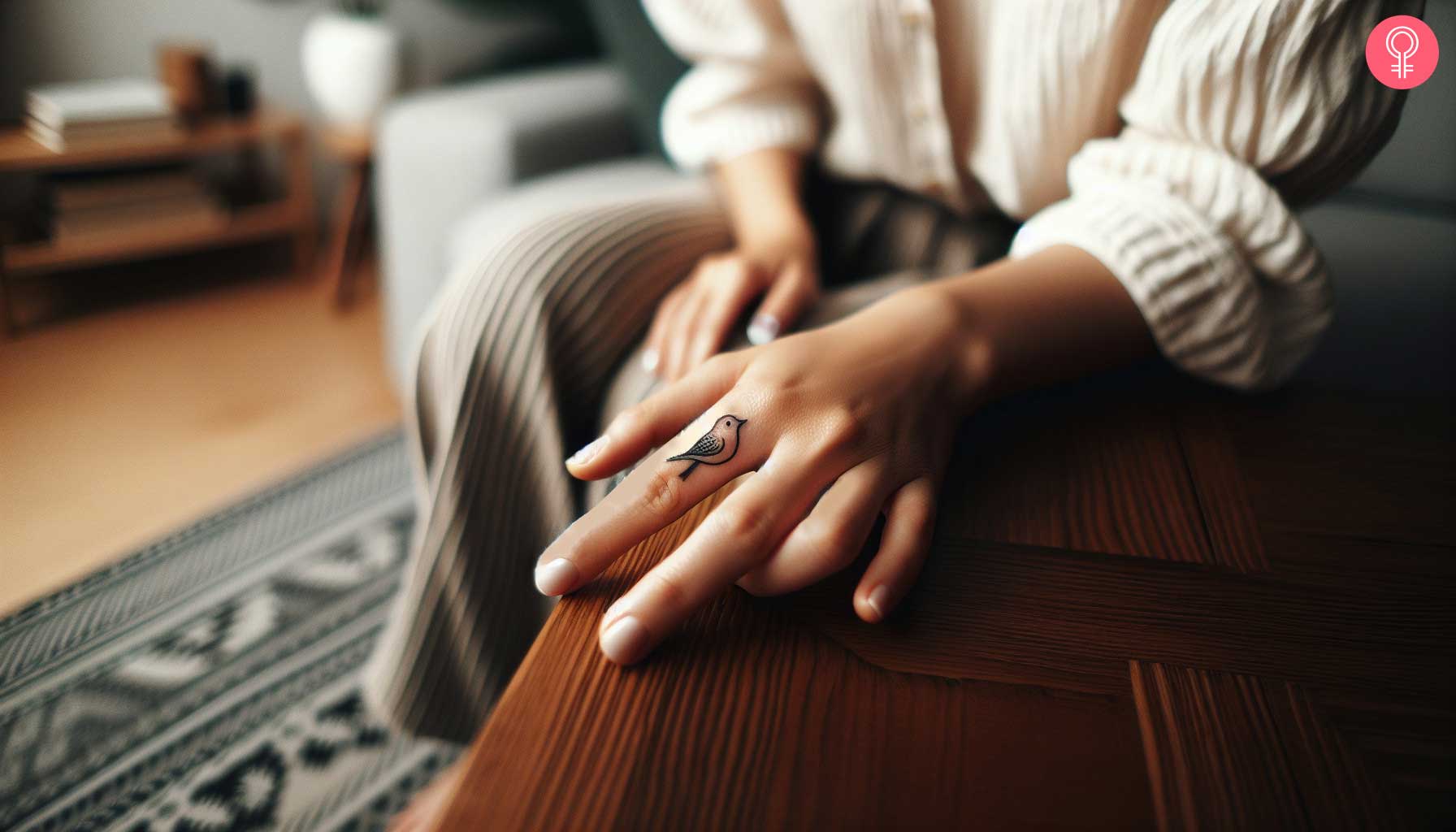 Small bird tattoo on the finger