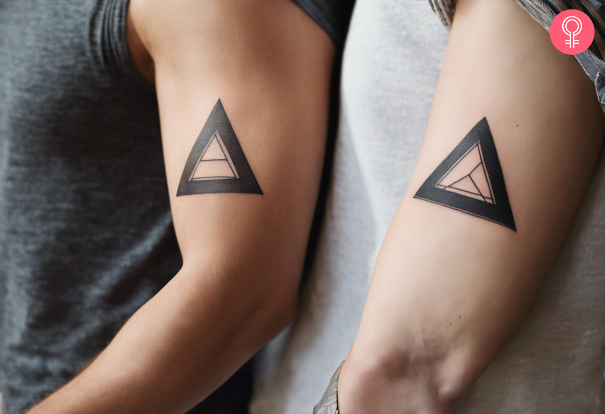 Unisex brother and sister matching triangle tattoo 