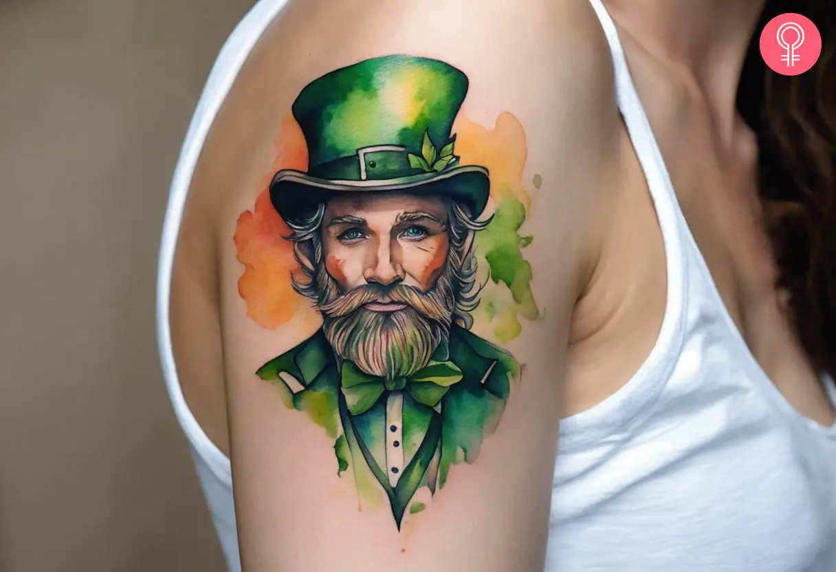 Watercolor Leprechaun Tattoo